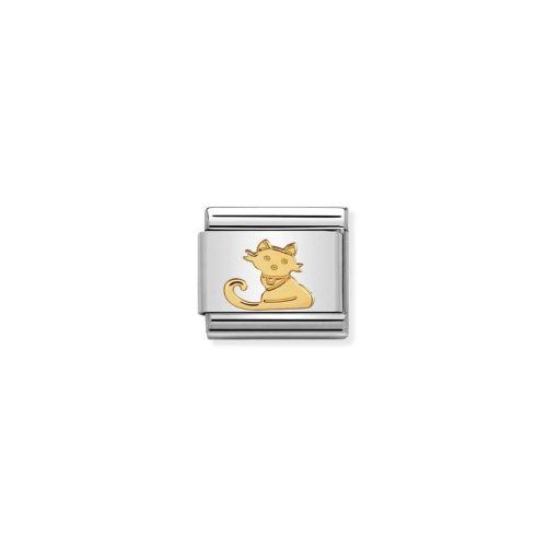 COMPOSABLE Classic ANIMALS (EARTH) in stainless steel with 18k gold Seated Cat