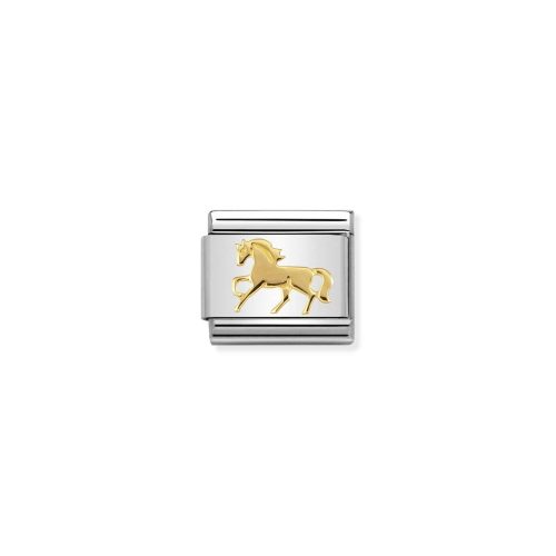 Composable Classic SYMBOLS steel and 18k gold Galloping Horse