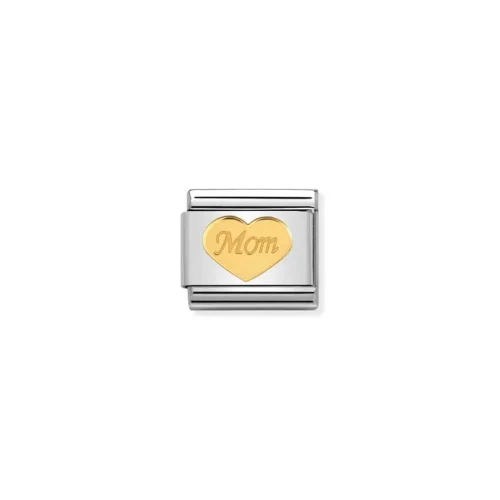 Charm, Composable Link, with Gold Mom Heart
