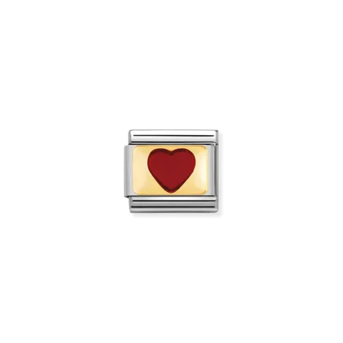 Charm, Composable Link, red Heart with Gold details