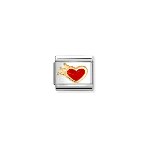 Charm, Composable Link, Red Heart with Crown