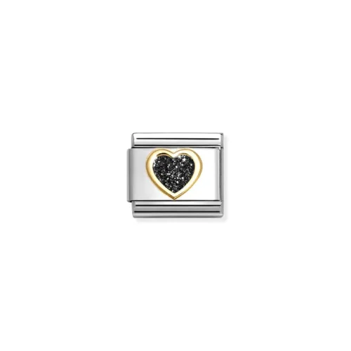 Charm, Composable Link, Heart, Black Glitter