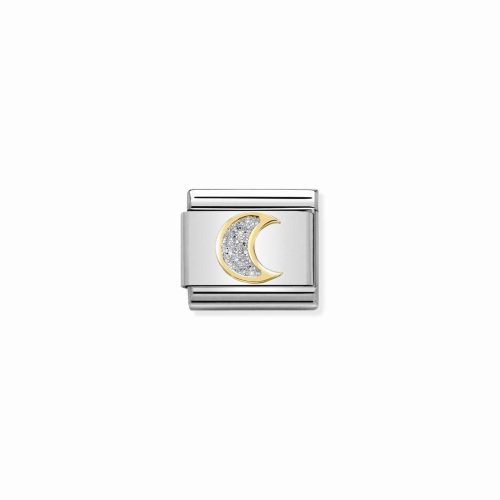Composable Classic GLITTER SYMBOLS in steel, enamel and 18k gold SILVER moon