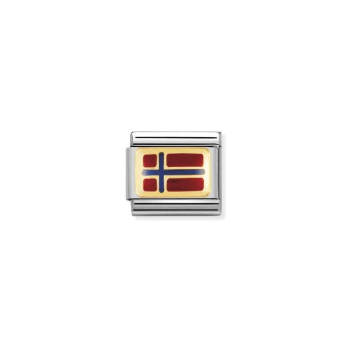 COMPOSABLE Classic EUROPE FLAG in stainless steel with enamel and 18k gold NORWAY