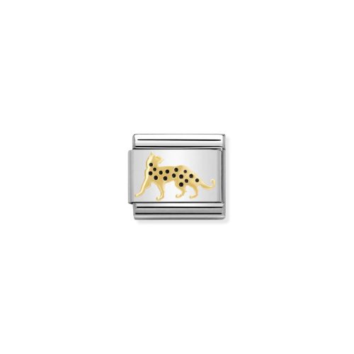 COMPOSABLE Classic EARTH ANIMALS 1 in stainless steel with enamel and 18k gold (16_Leopard)