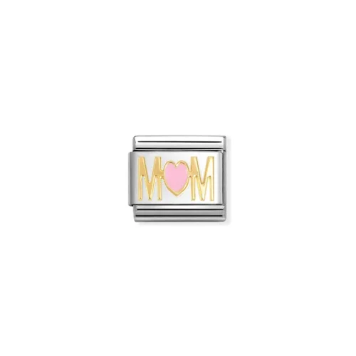 Charm, Composable Link, Yellow Gold MOM, Heart