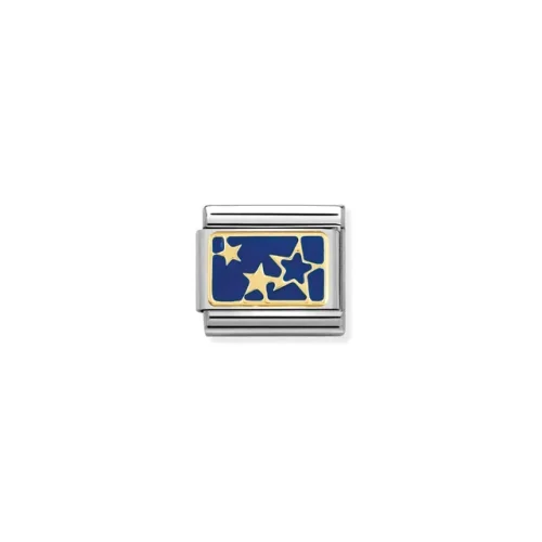 Charm, Composable Link, Gold Stars Blue Plate