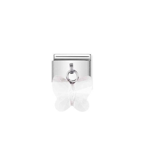 COMPOSABLE Classic links in stainless steel with CRYSTAL butterflies White
