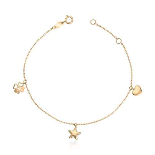 Espeland Armbånd i 14K gult med charms