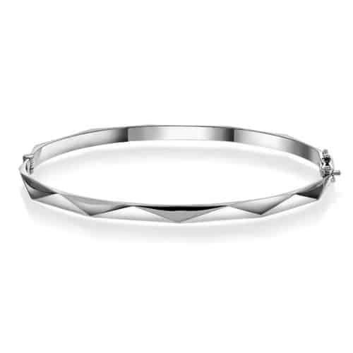 Fasett armring i hvitt gull