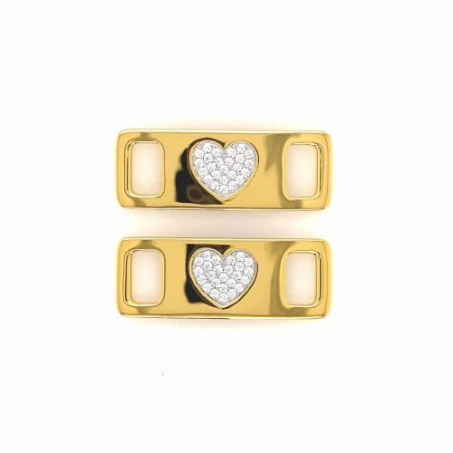 Alternative view of TAGS Heart Silver-Goldplated-White CZ