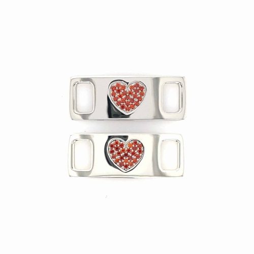 Alternative view of TAGS Heart Silver-Rhodium-Red CZ
