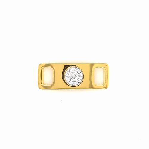 TAGS Circle Silver-Goldplated-White CZ