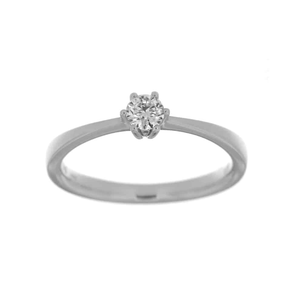 Hvitt gull enstens diamantring 0.25 ct.