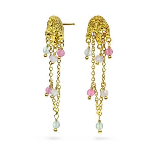 Miso øredobber i sølv med naturstener