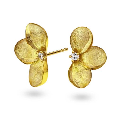 Øredobber i gull med diamant 0,10 WSI