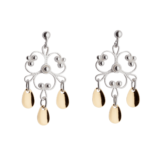 Øyrepynt, kvit/forgylt