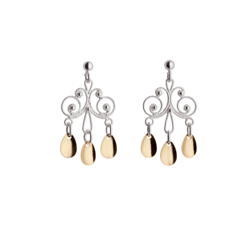 Øyrepynt, kvit/forgylt