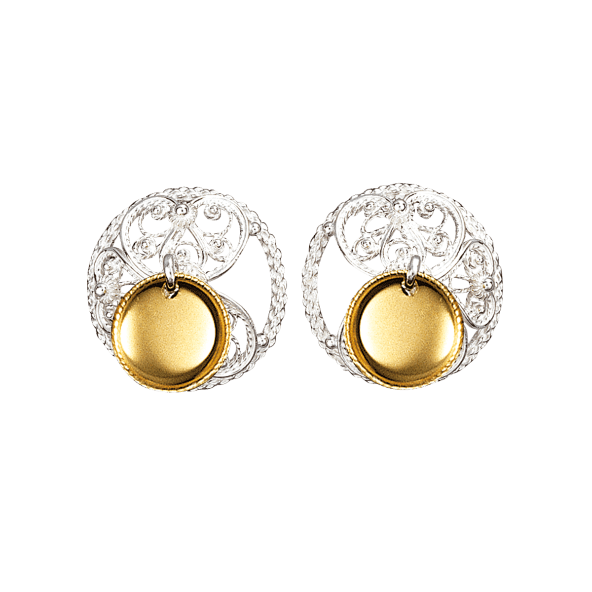 Maljer små filigran med lauv, kvit/forgylt