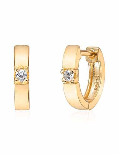 Øreringer i Forgylt Sølv med Zirkonia 2.9x12.3mm