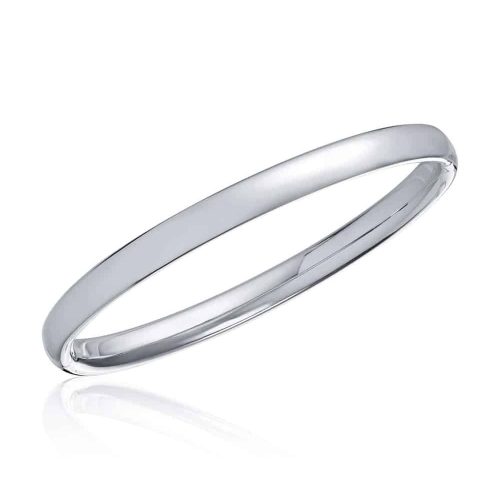 Armring buet profil med lås i sølv rhodinert