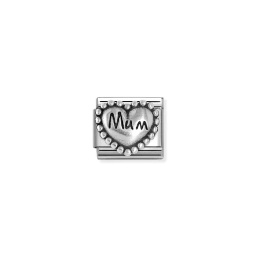 Charm, Composable Link, Heart MUM, vintage look