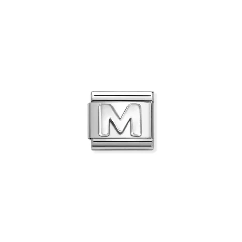 Charm, Composable Link, Letter M, silver