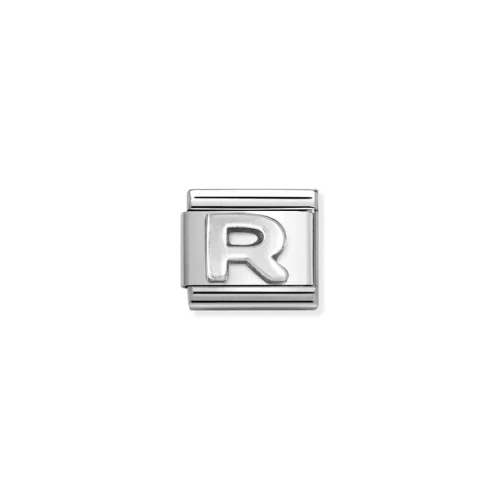 Charm, Composable Link, Letter R, silver