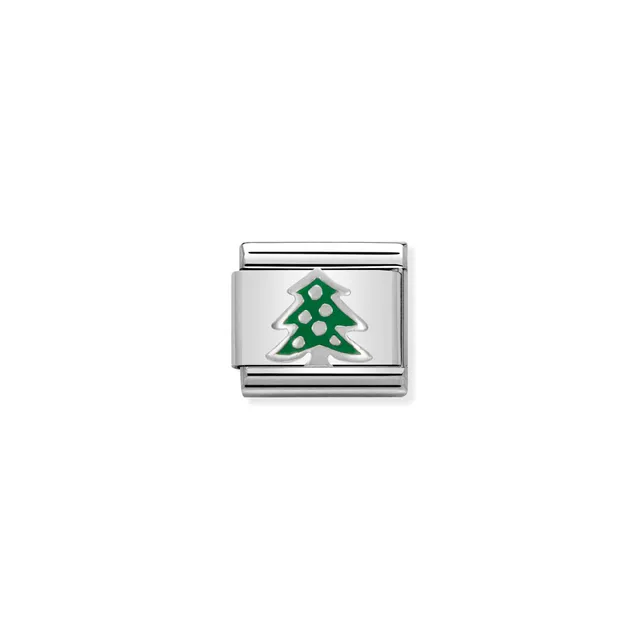 Charm, Composable Link, Christmas Tree in Silver