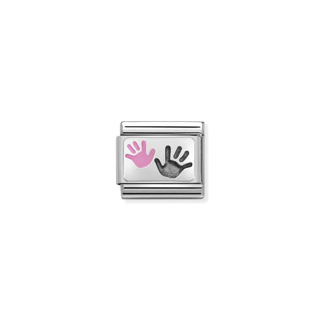 Charm, Composable Link, Hands Parent Child Pink