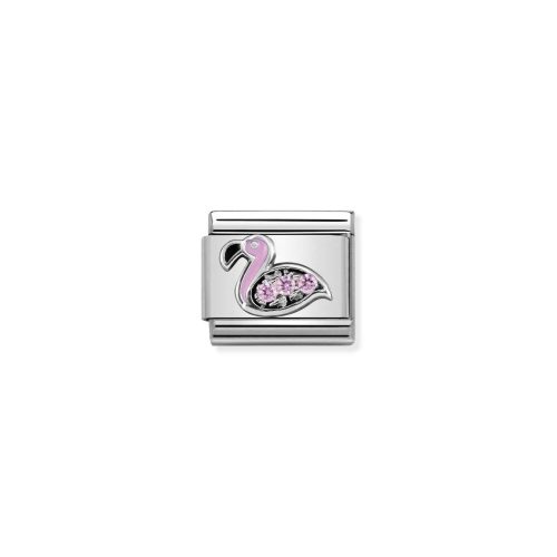 Composable CL SYMBOLS steel, Cubic zirconia and 925 sterling silver Flamingo with Pink CZ