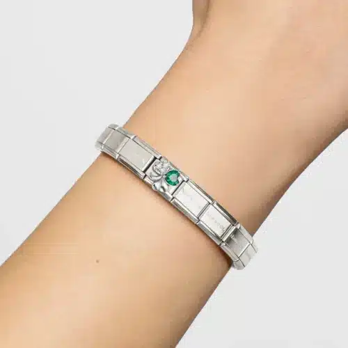 Alternative view of Composable Classic Link, Clover, White-Green CZ