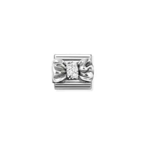 Charm, Composable Link, Bow with CZ, silver