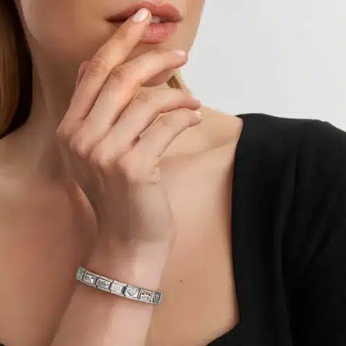 Alternative view of Charm, Composable Link, Black oval stone, silver