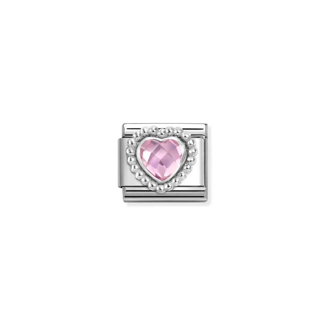 Charm, Composable Link, Pink CZ Heart