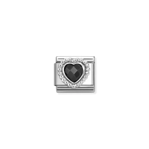 Charm, Composable Link, Black CZ Heart