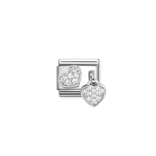 Charm, Composable Link, CZ Pavé Hearts 1 Pendant