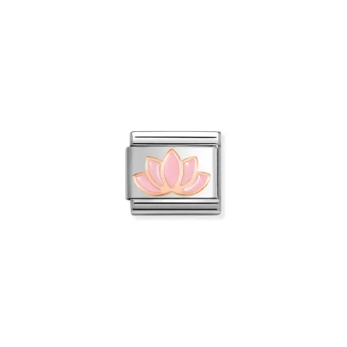 Charm, Composable Link, Rosegold Pink Lotus Flower