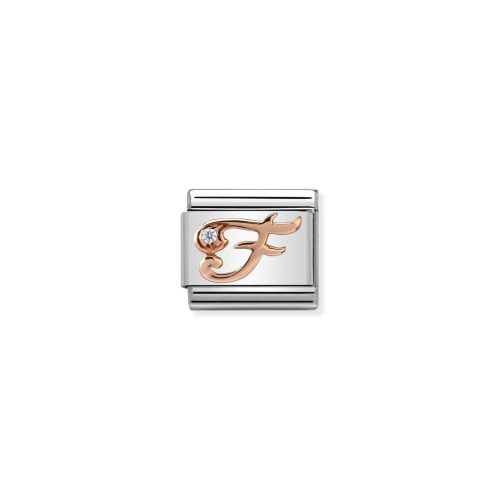 Composable Classic LETTERS steel, zircon and 9k rose gold F