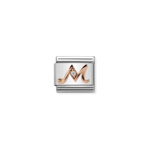 Composable Classic LETTERS steel, zircon and 9k rose gold M