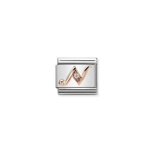 Composable Classic LETTERS steel, zircon and 9k rose gold N