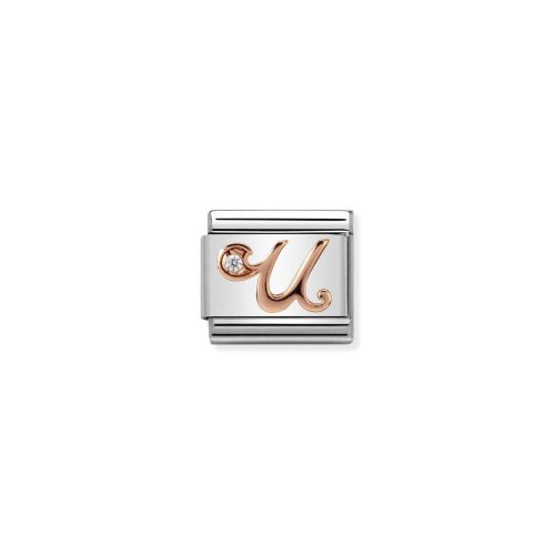 Composable Classic LETTERS steel, zircon and 9k rose gold U