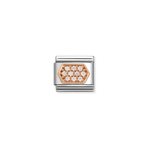 Charm, Composable Link, White CZ Pavé Hex.