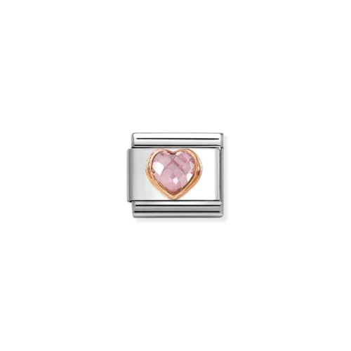 Charm, Composable Link, Heart with Pink CZ