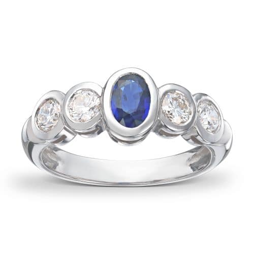 Alternative view of Hvitt gull ring med Safir og diamanter