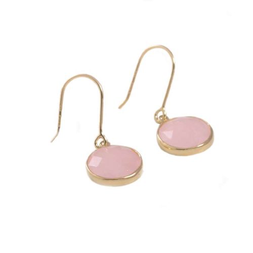Gult gull ørepynt med farget rosa Jade 585