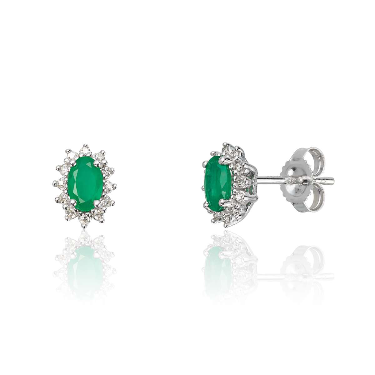 Ørepynt Rosett 0,067ct WSI Smaragd Hv 585