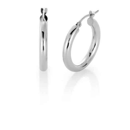 Klassiske Øreringer i Hvitt Gull 3x16mm