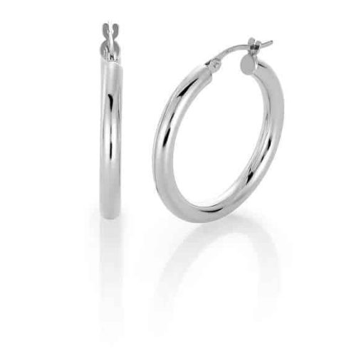 Klassiske Øreringer i Hvitt Gull 3x20mm