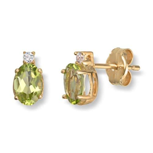 Ørepynt med peridot og zirkon i 14K gult gull